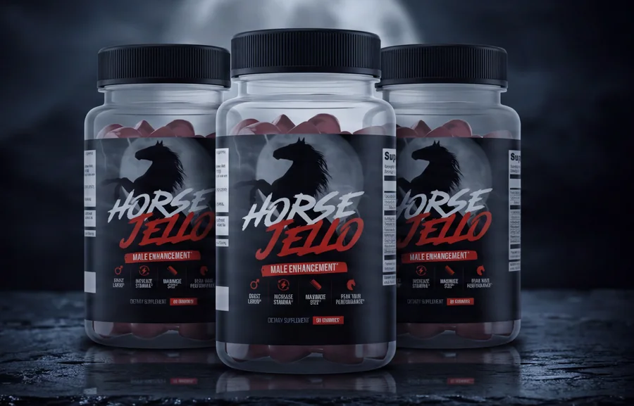 Three Bottles of Horse Jello on wet slate under moonlight
